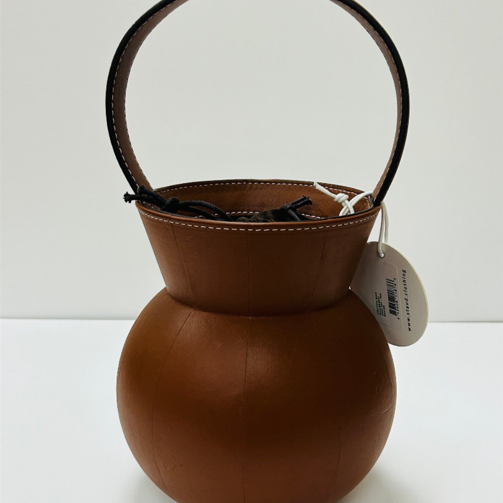 Staud Keaton Red Or Brown Leather Bucket Bag Or Staud Moreau Macram Purse